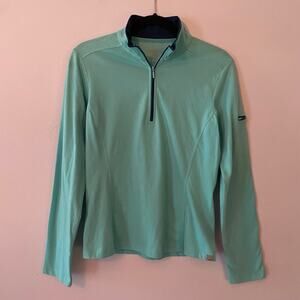 Toad & Co Women size Medium Teal Blue Quarter Zip Pullover Gorpcore Cotton Blend